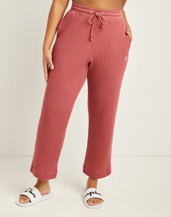 Champion Womens Pants NZ - Waffle Knit Wide-Leg Coral ( 2310-LUGFO )